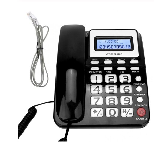 Telefoon, nummerherkenning, thuiskantoor, batterijloze witte bedrade telefoon met luidspreker, voicerecorder, telefoon met nummerherkenning