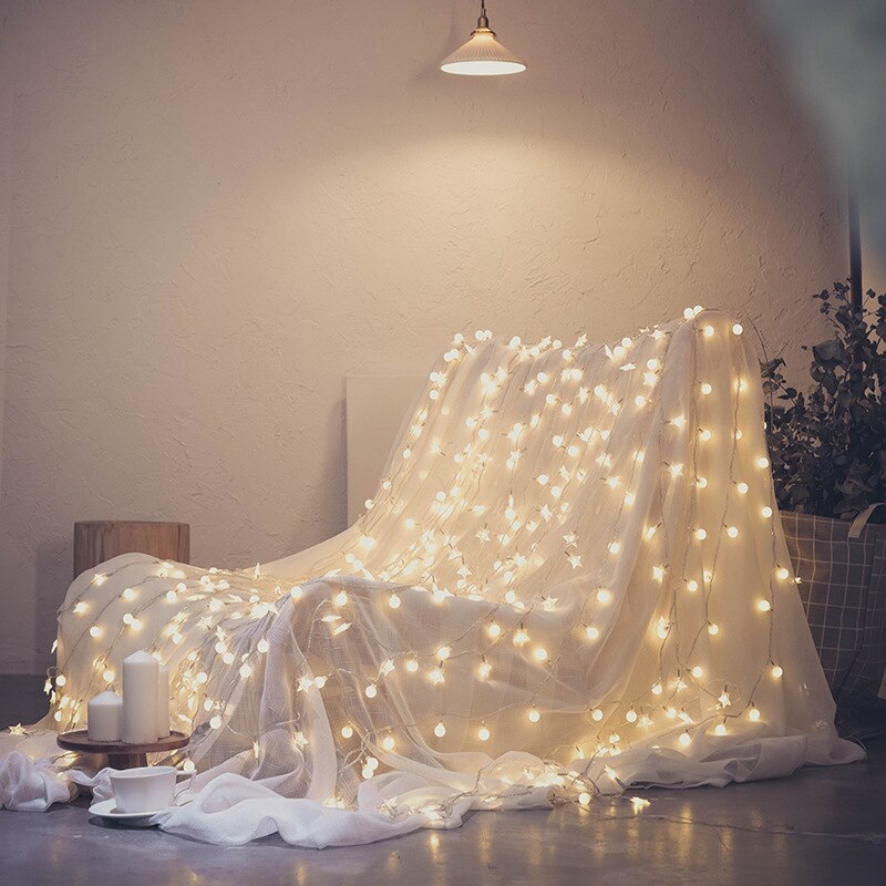 LED Ball String Lamp 10M 20M Indoor Festival Christmas Decoration Warm Starry Light Outdoor Garden Wedding Starlight AC110V/220V