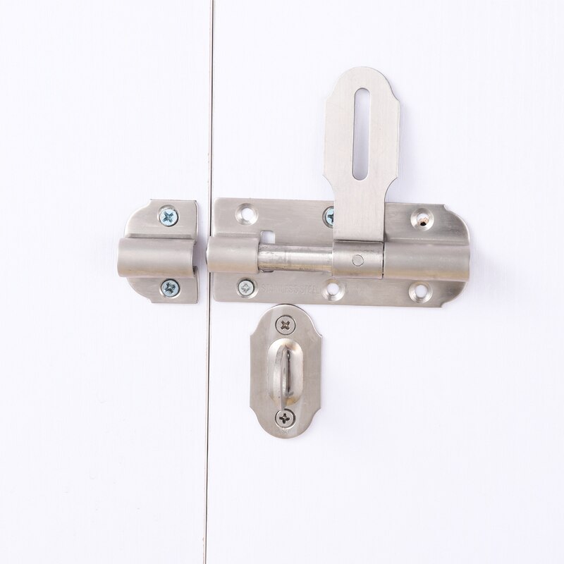Slide Bolt Gate Latch Safety Door Lock with Padlock Hole Bar Heavy Duty Stainless Steel Brushed Surface Don&#39;t Include Padlock