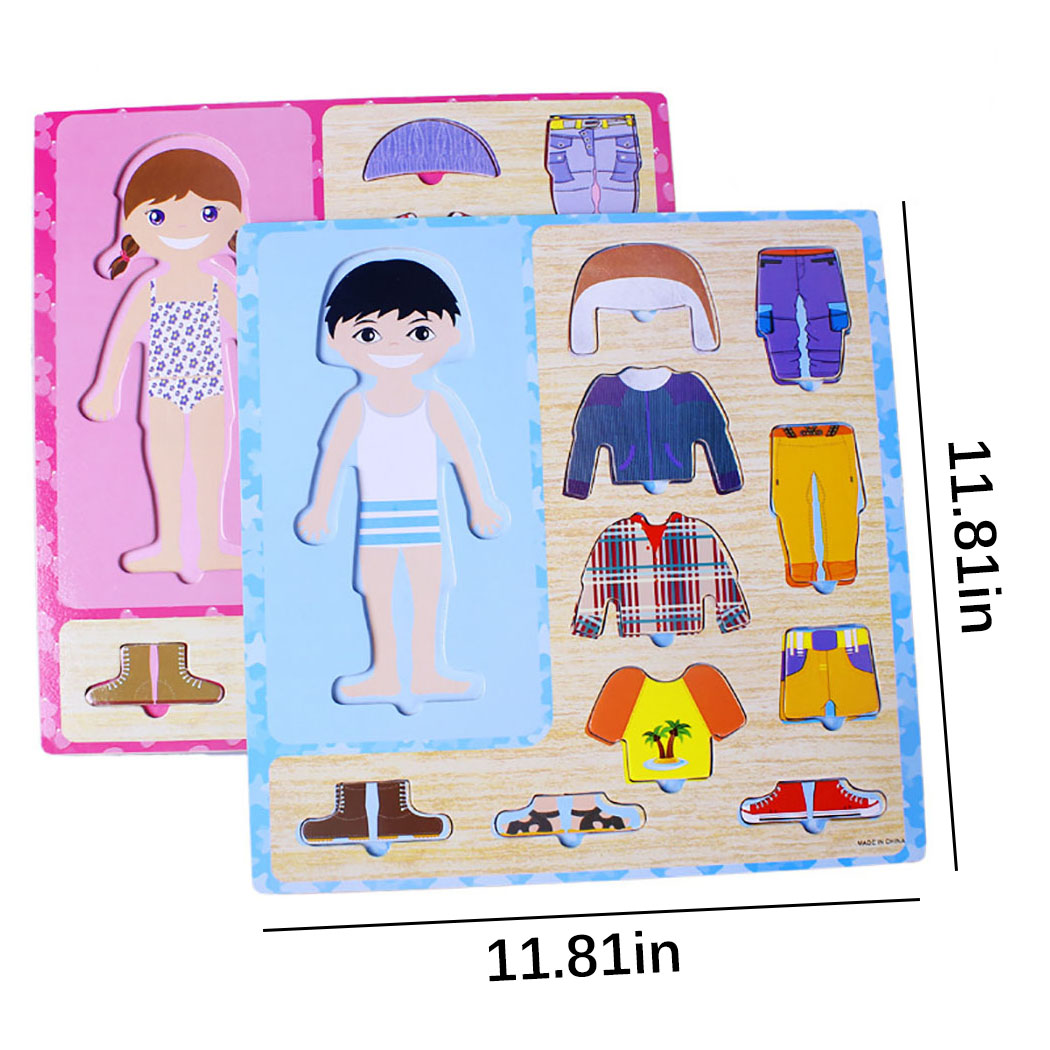 2 Sets Kids Jigsaw Puzzle Clothes Changing Puzzle Game Educational Toy