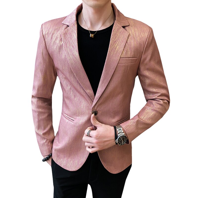 Stijlvolle pak blazer jas heren slim fit pak jas mantel heren blazer vintage england stijl roze heren blazer homme heren