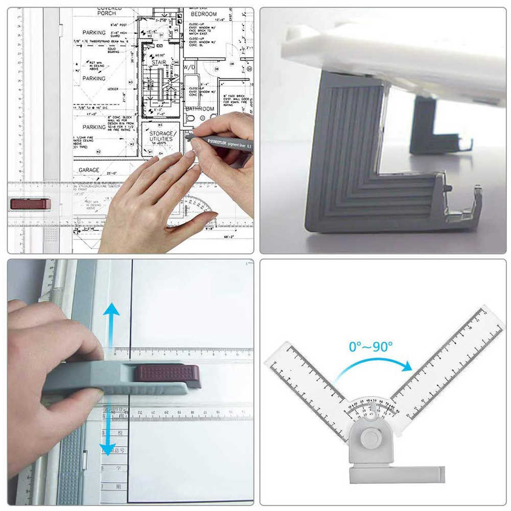 A3 Opstellen Tekentafel Heerser Tafel Verstelbare Hoek Art Draw Tool (Single-End Heerser) + Curve Heerser