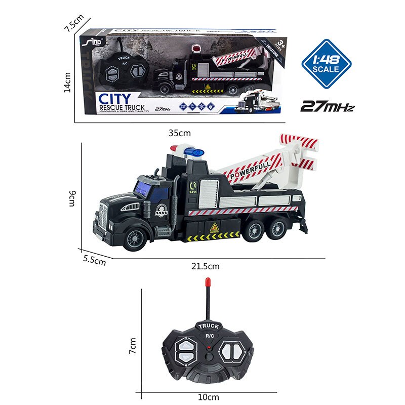 1/48 4CH Simulation Flache Kopf Fernbedienung Verkehrs Rettungs Wrecker Anhänger Transport Pritsche Lkw: QH08-3