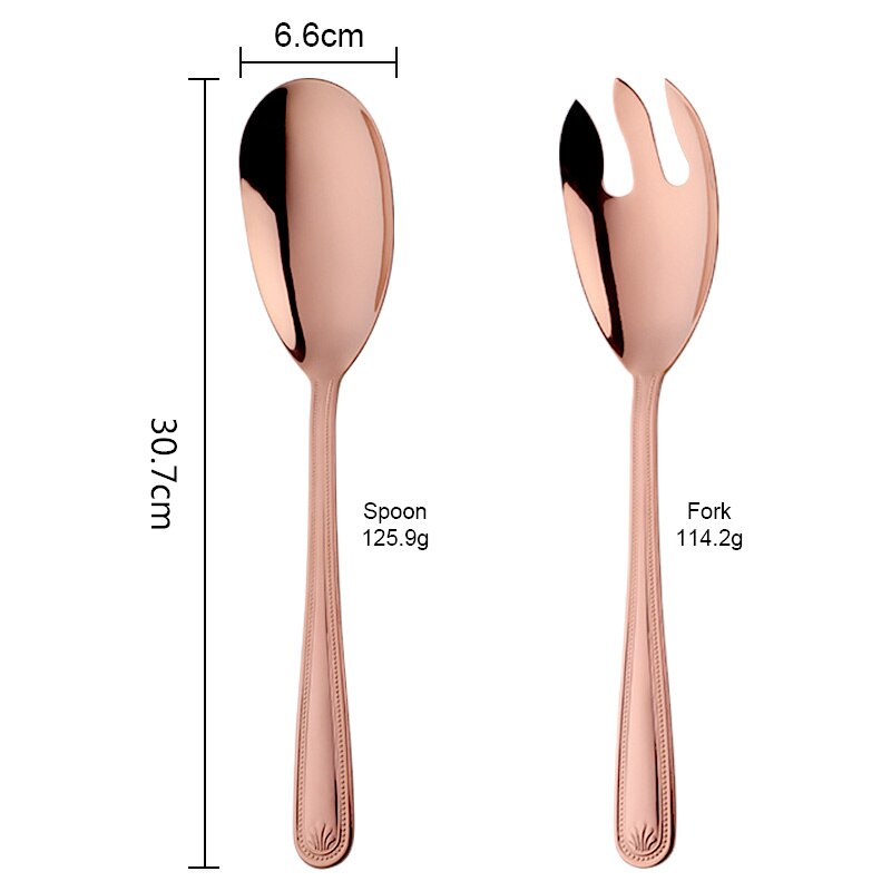 Salad Spoon Fork Set Stainless Steel Spoon Food Server Fork Kitchen Utensils Tableware Using Buffet Claw Salad Dressing Mixer: Rosegold