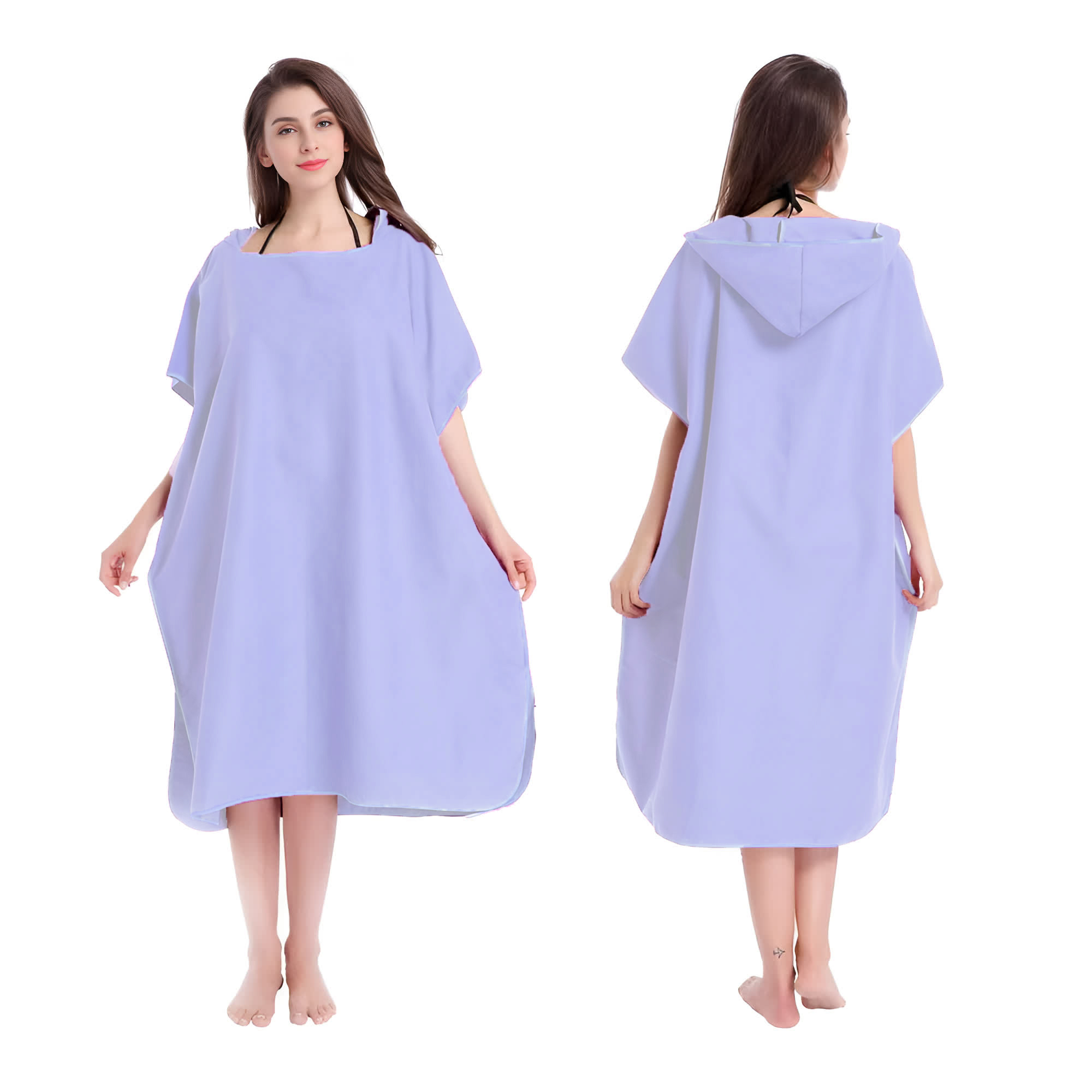 Mikrofaser-Kapuzenhandtuch für Männer und Frauen, Schwimmen, Strand, Reisen, schnell trocknend, Wickelmantel, Umhang, Badetuch, Bademantel, Surfen-Poncho, Sauna, Spielen: violett