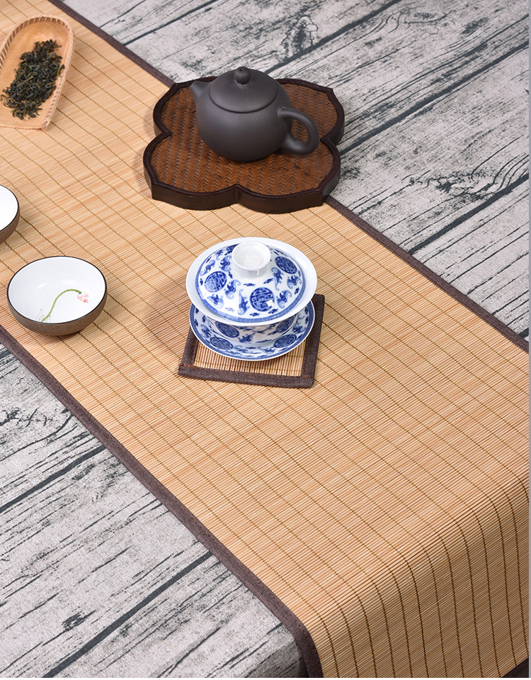 Naturlig bambu bordslöpare bordsunderlägg enfärgade teunderlägg bordsunderlägg värmedyna hem tehus café restaurang dekoration