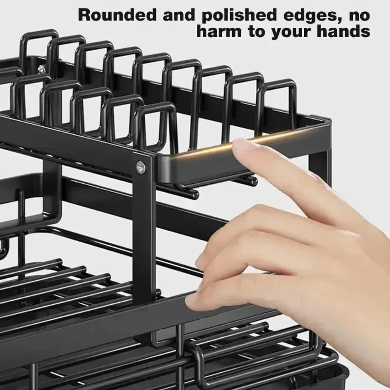 Adjustable Kitchen Dish Drying Rack Plates Organizer with Drainboard Stainless Steel Drainer Storage Rack Kitchen Accessories