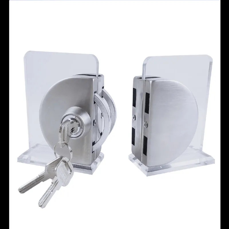 10-12mm Glass Swing Push Sliding Door Lock With 3 Keys Toughened Glass Door Lock Double Door Semicircle Hook Lock