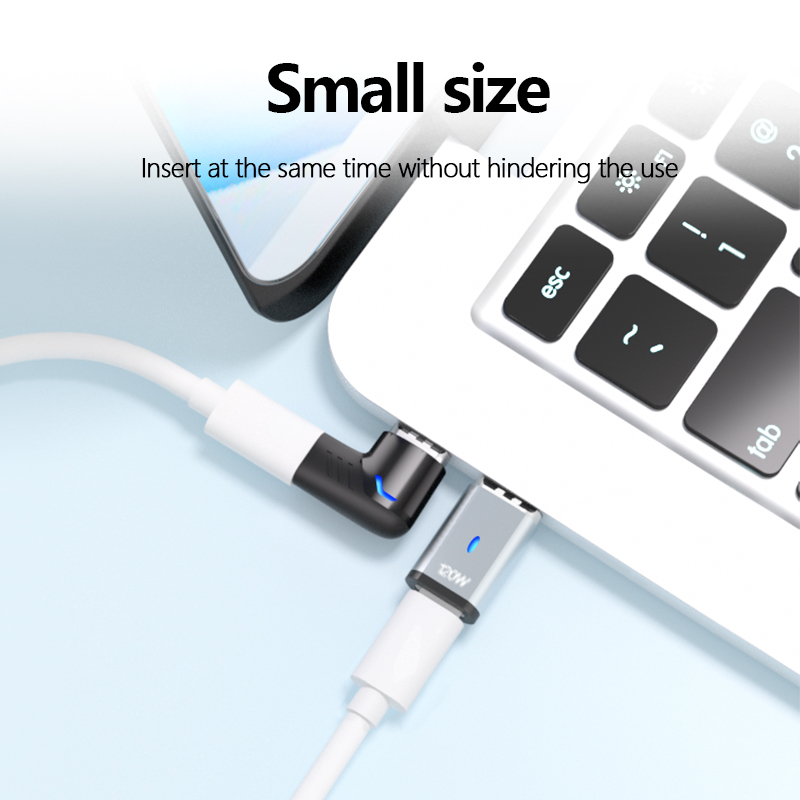 Magnetischer USB-C-Adapter, 120 W, schnelles Aufladen, 480 MB, Magnetkonverter für iPad, MacBook Pro, Oberfläche 7, Huawei, MI, OPPO-Schalteranschluss