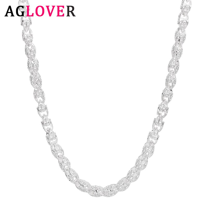 AGLOVER 925 Sterling Silver 20 Inch 5MM Faucet Chain Necklace For Woman Man Wedding Birthday Jewelry