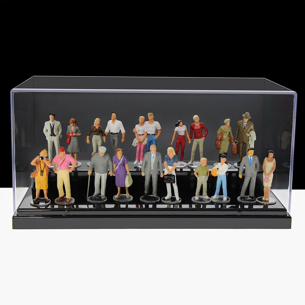 20 Pcs Alle Staande O Schaal 1:43 Geschilderde Figuren Passagiers Terug Thuis Desktop Decor Acryl Display Case P4307T