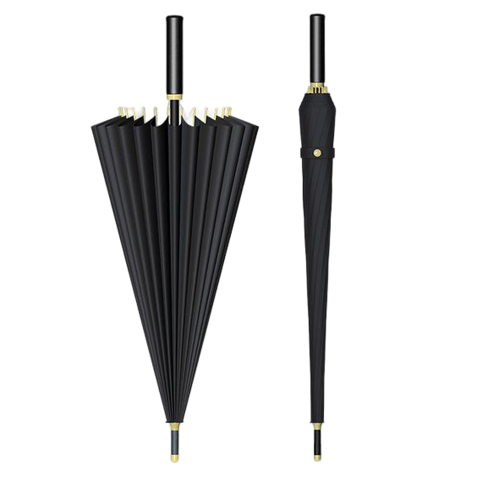 Automatic 24 Bone Umbrellas Solid-Color Reinforcement Windproof Parasols All-Weather Umbrellas For Rainy Day: black
