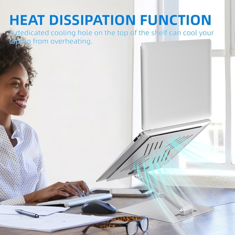 XX9A Aluminum Computer Riser Adjustable Height for Travel Home Office Prevents Computer from Overheating Lightweight