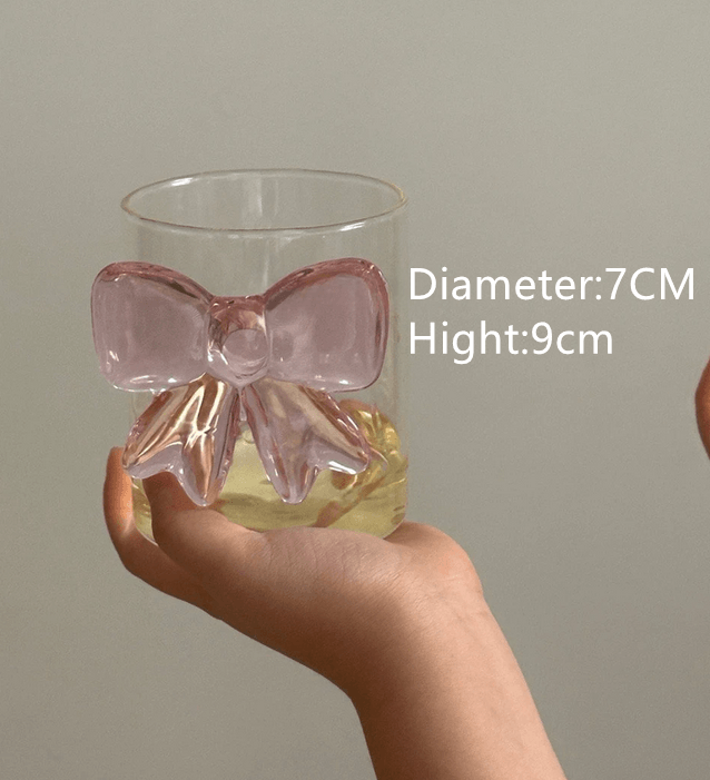 Pink large Bow Glass Decor Glass Cup Goblet Bow Handle Glasses Heat-resistant High Borosilicate Dessert Ice Cream Bowl: black
