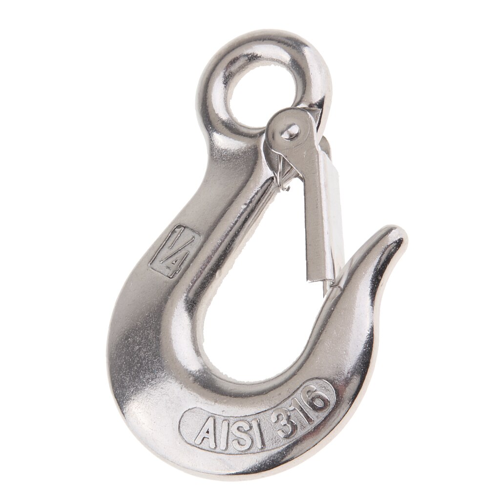 1/4&quot; Clevis Slip Hook with Safety Latch Towing Chain Hooks Stainless Steel