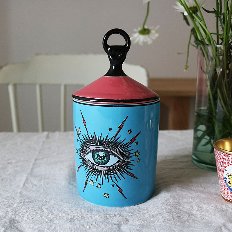 Vintage store øjne krukke med låg keramisk tank dekorative dåser lysestage opbevaringsdåser dekorative makeup kop boks