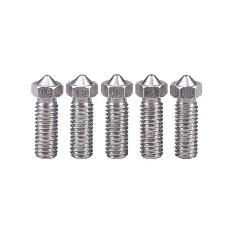 3d skrivare vulkan extra förlänga rostfritt stål  m6 munstycke helt metall 0.4mm/0.6mm/0.8mm/1.0/1.2mm för 1.75mm/3.0mm