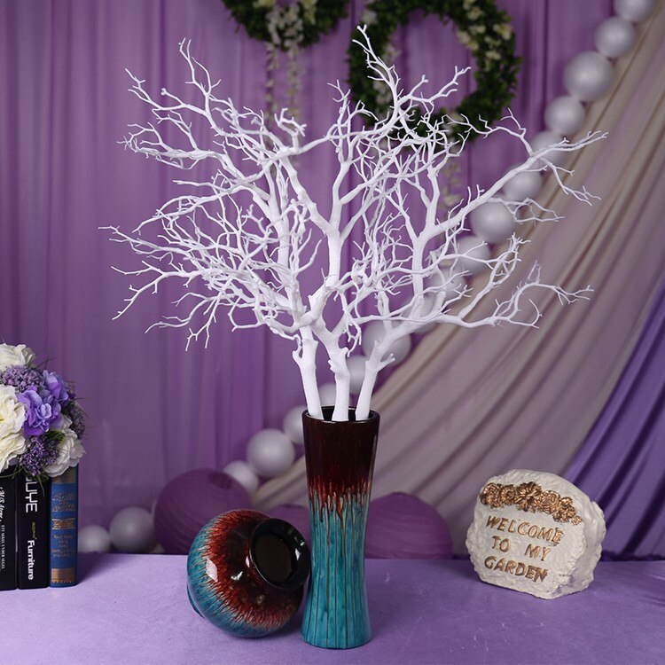 Rama de árbol de Coral de plástico, 92cm, decoración de pared de flores, ramas de Coral blanco, decoración de pared de plantas