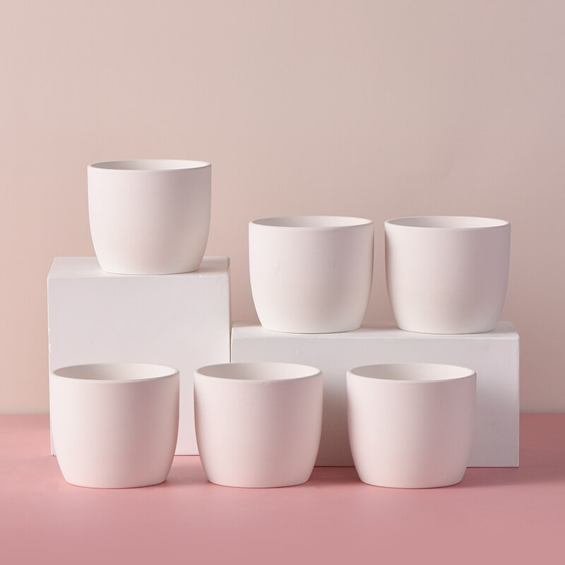 6pcs DIY Small White Flower Pot Plant Pot Clay Ceramic Pottery Planter Cactus Flower Pots Succulent Nursery Pots With Hole