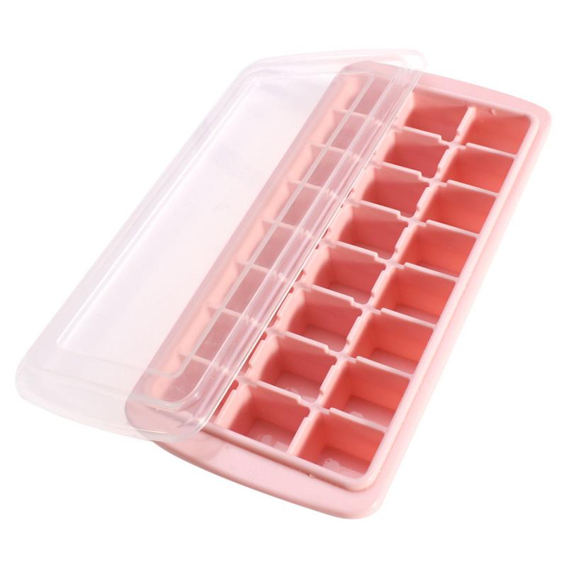 24pcs/box Self Made Ice Cube Kitchen Refrigerator DIY Ice Cube Tray Maker Mold For Whisky Quick Freezer: Pink with lid
