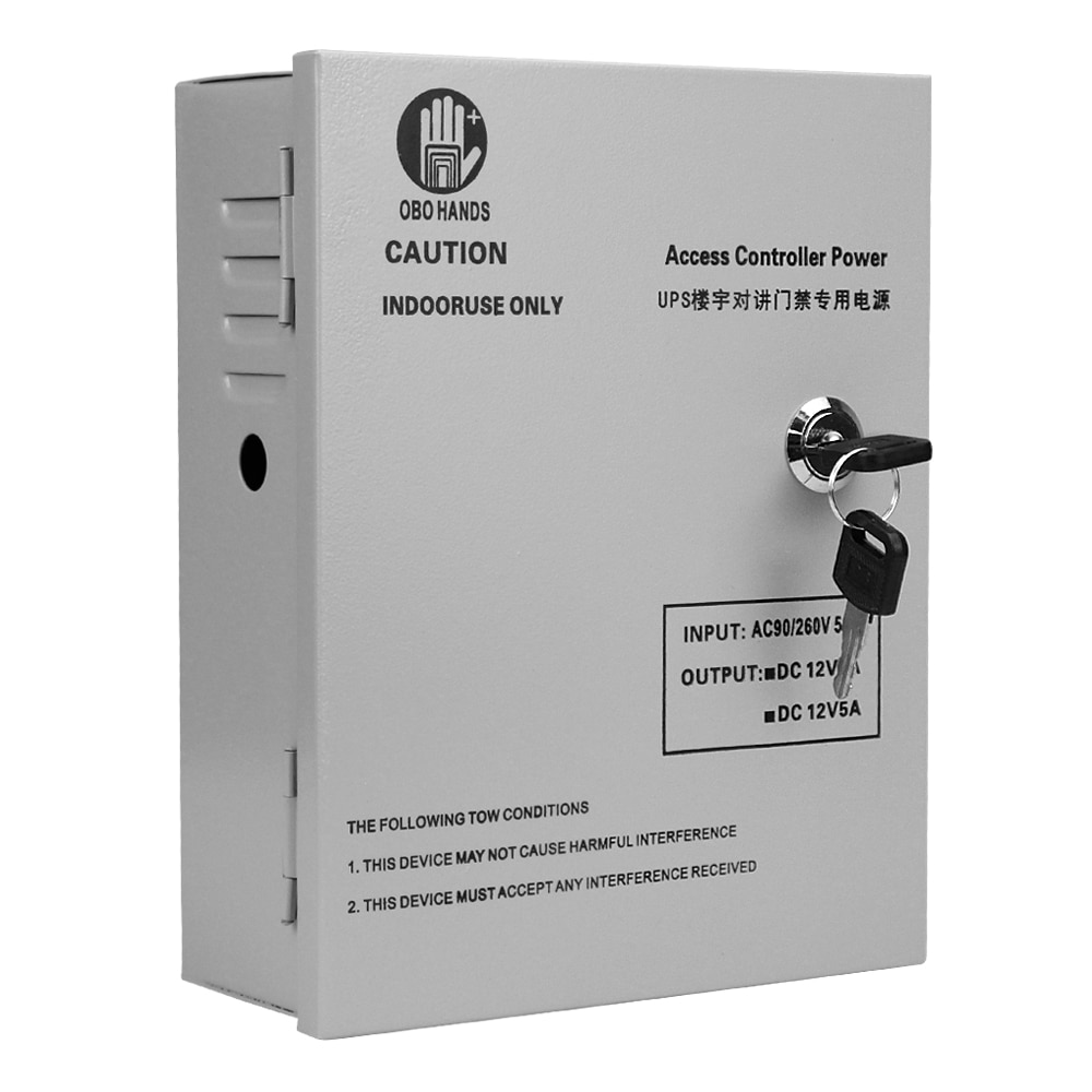 Metal  dc12v/5a adgangskontrol strømforsyning boks ups 90-260 vac input backup kilde/batteri boks til dør intercom byggesystem