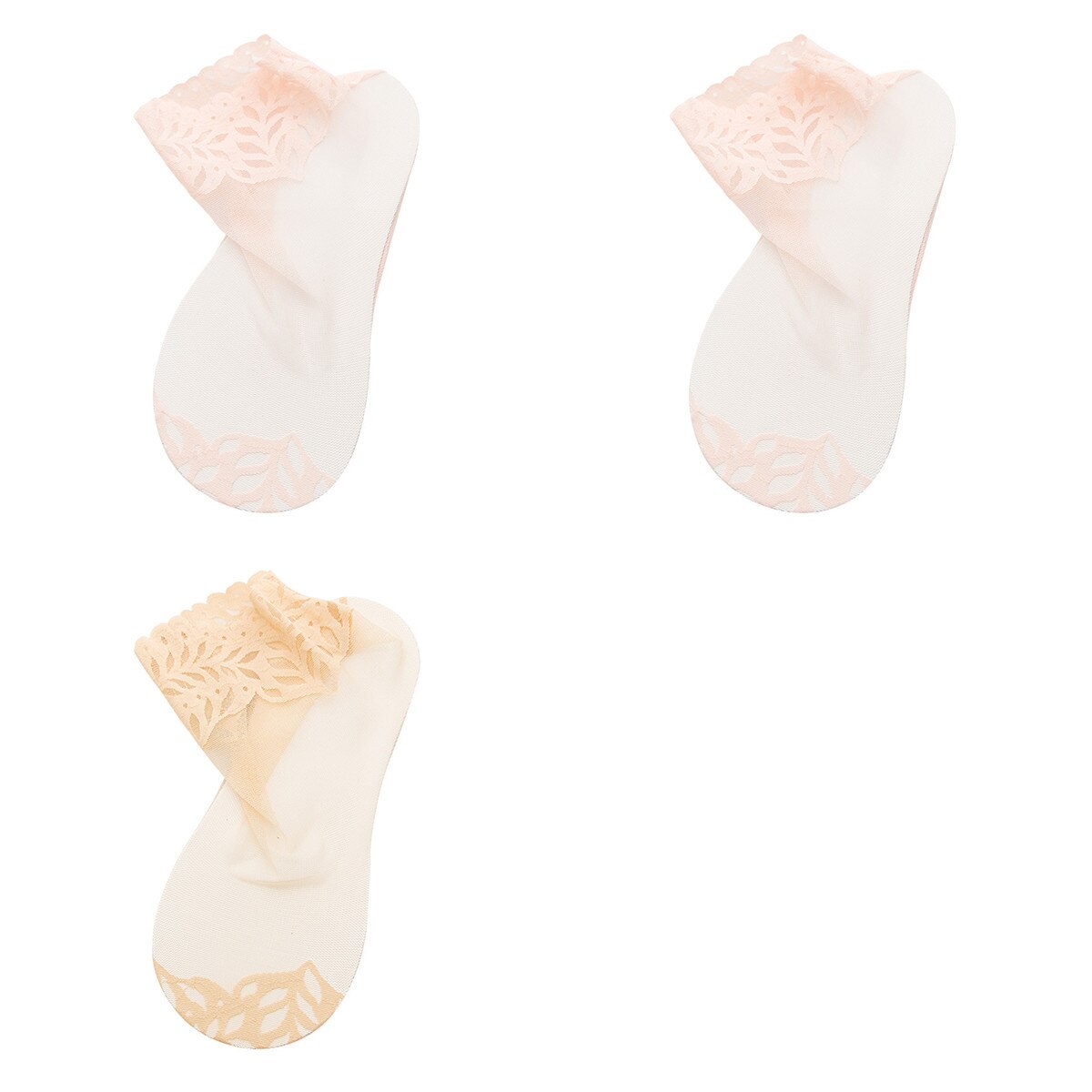 Calcetines de encaje transparentes para mujer, medias antideslizantes de malla de Color sólido, invisibles, para verano, 3 pares, 2022: 3 pairs K