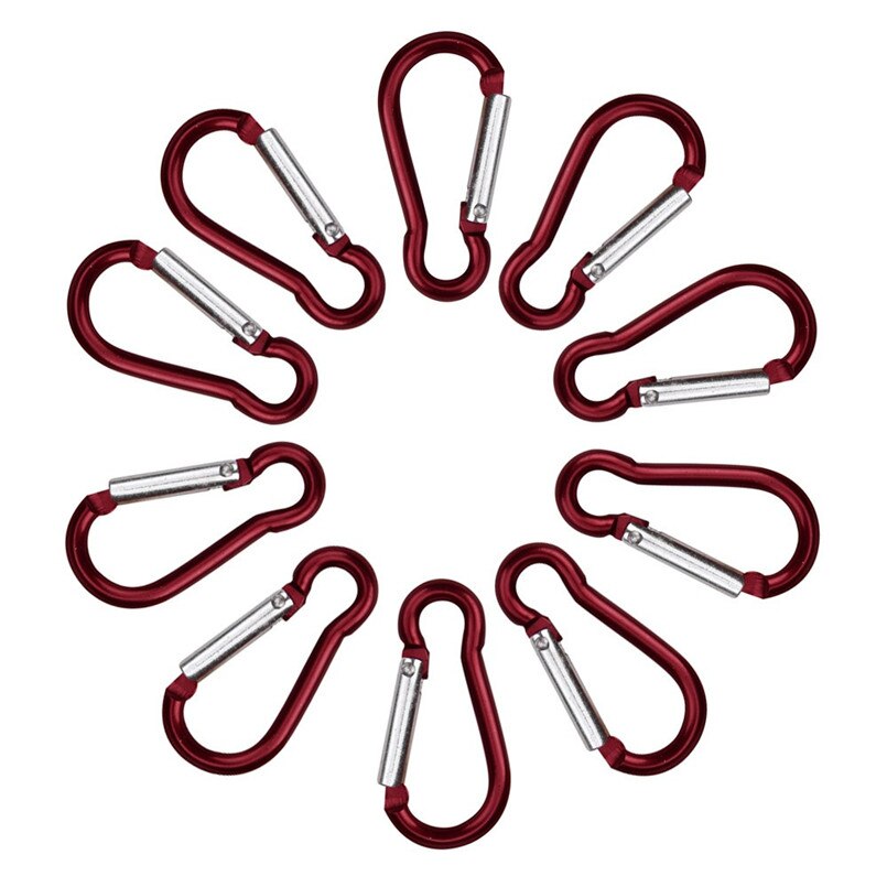 10 stücke Bunte Aluminium Legierung Karabiner Klettern Schwarz Frühling Snap Clip Haken Keychain Wandern Klettern Zubehör #4S11: Rot