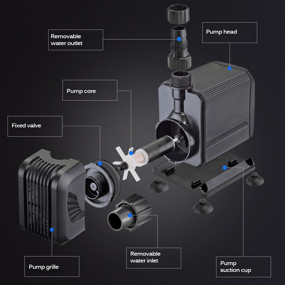 UK Aquarium Fish Tank Submersible Pump 1500L British Regulatory Performance Motor Installed In The Tank Wall By Suction Cups