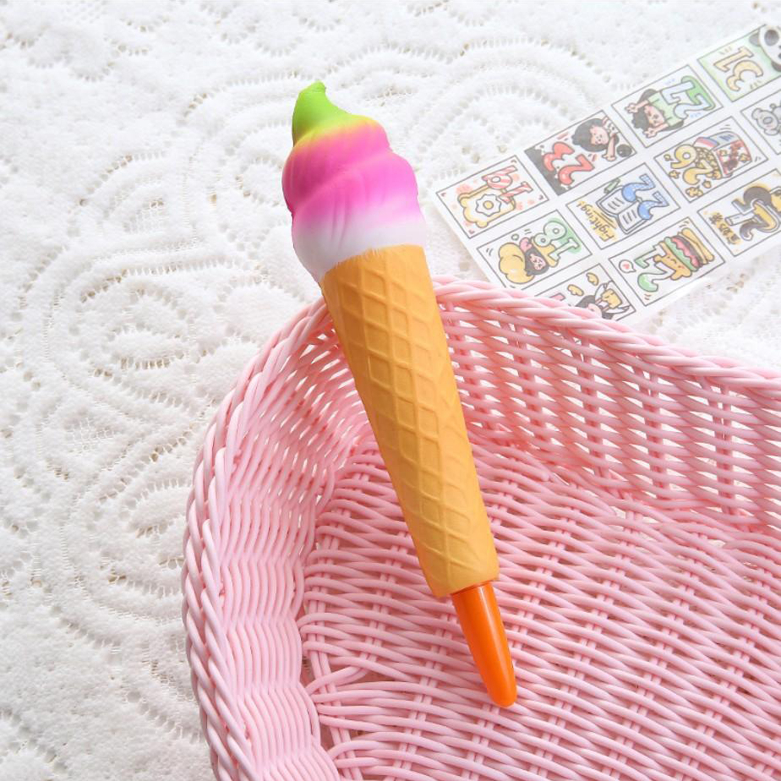 Langsam steigend Bleistift Stift Weichen quetschen Stift Squishy Stifte Großen betonen Linderung Spielzeug Bleistift Deckel Rosa Kaninchen für freundlicher: Eis Creme