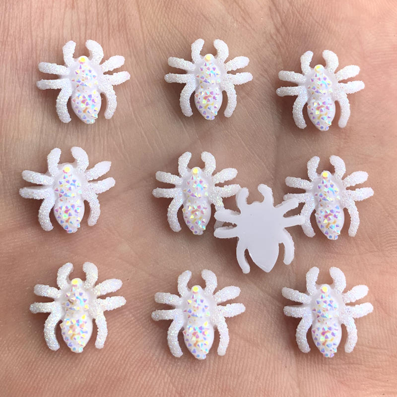 60pcs 13mm Vintage Mini Spider plat hars cabochons Rhinestone Crystal Strass Voor Kleding Sieraden Maken DIY Ambachten: B700