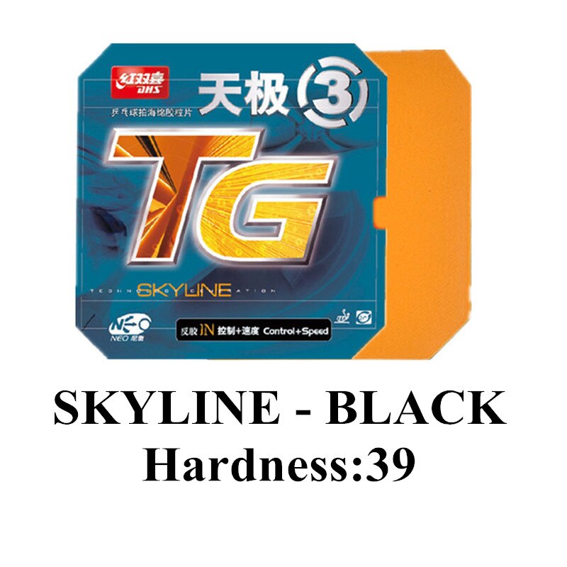 Dhs neo skyline  tg3 tg-3 tg 3 kontrol + speed pips-in bordtennis pingpong gummi med orange svamp 2.15-: Sort  h39