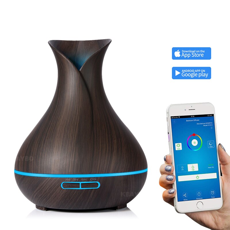 DEKAXI 400ml Aroma Diffuser Aroma Air Humidifier 7 Color LED Light Electric Cool Mist Maker with APP Remote Control