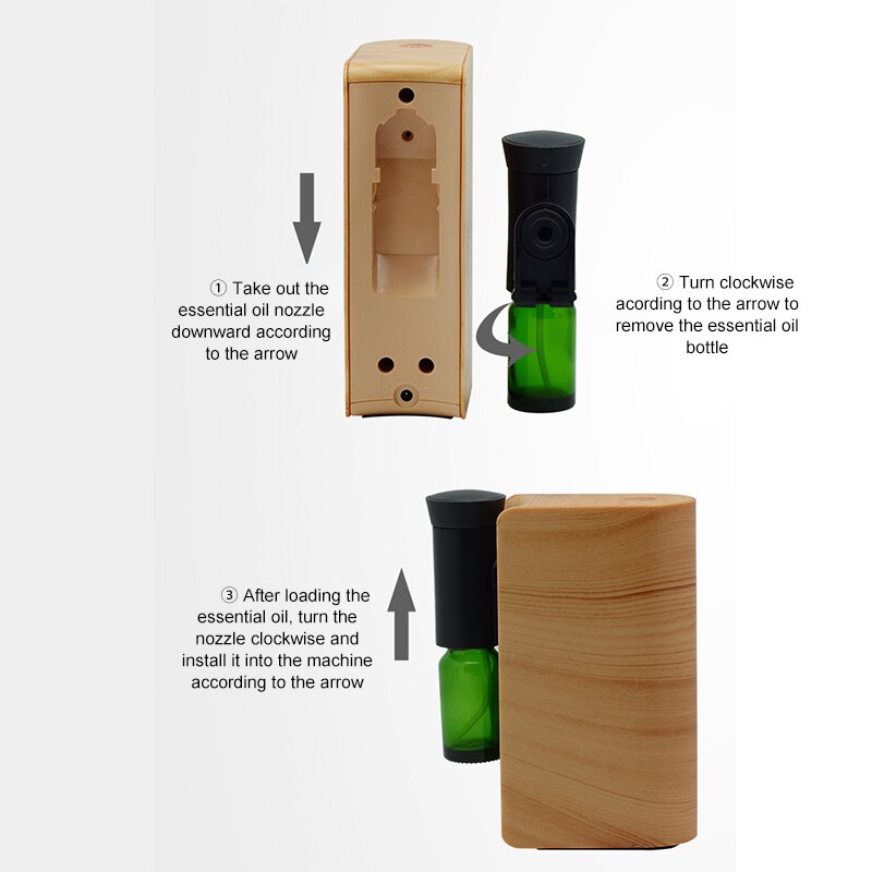 Newly Portable Aromatherapy Diffuser Wood Grain USB Home Essential Oil Diffuser with LED Light