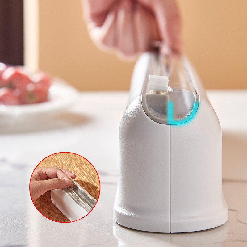 Food Wrap Dispenser Plastic Film Cutter Suction Cup Wall Mounted Kitchen Divider Adjustable Storage Cutter Storage Holder