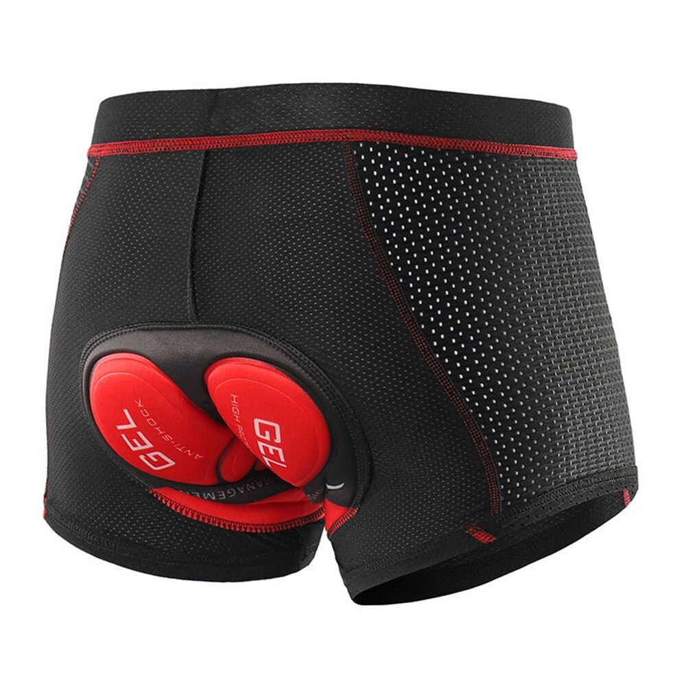 Short de cyclisme rembourré 5D pour hommes, 100% Lycra résistant aux chocs, pour vtt, vélo de route: Rouge / XXL