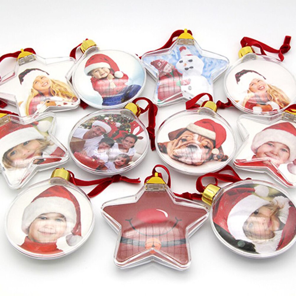 Juletræ runde stjerne ornament billede fotoramme familie hukommelse indretning
