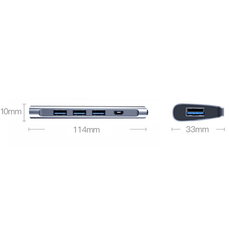 Type C USB Hub 5 in 1 USB 3.0 Port Expander Adapter Mini DC5V Charging Office Docking Station for PC Laptop