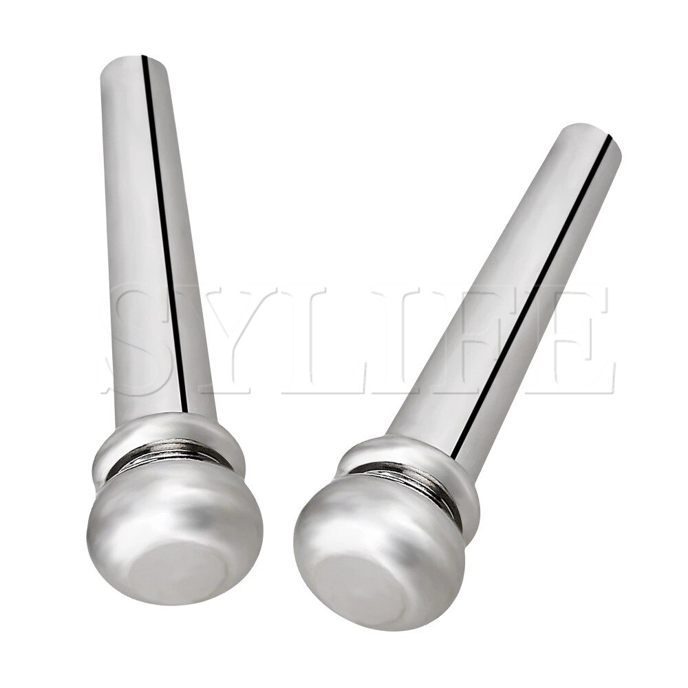 1 Set of 6 Brass Slotted Bridge Pins For Acoustic Guitar Chrome