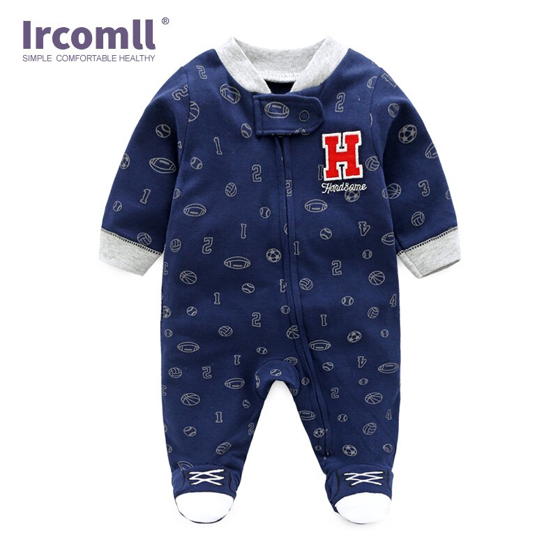 Ircomll Baby Peuter Pasgeboren Baby Jongen Meisje Jumpsuit Unisex Kids Katoen Baseball Bloemen Baby Footies Outfit Kleding Set: Baseball Footies / 9m