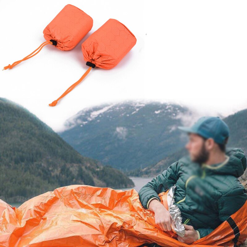 2 stk/sett nødsovepose & regnfrakk førstehjelp soveutstyr termisk vanntett utendørs camping fotturer solbeskyttelse zxh