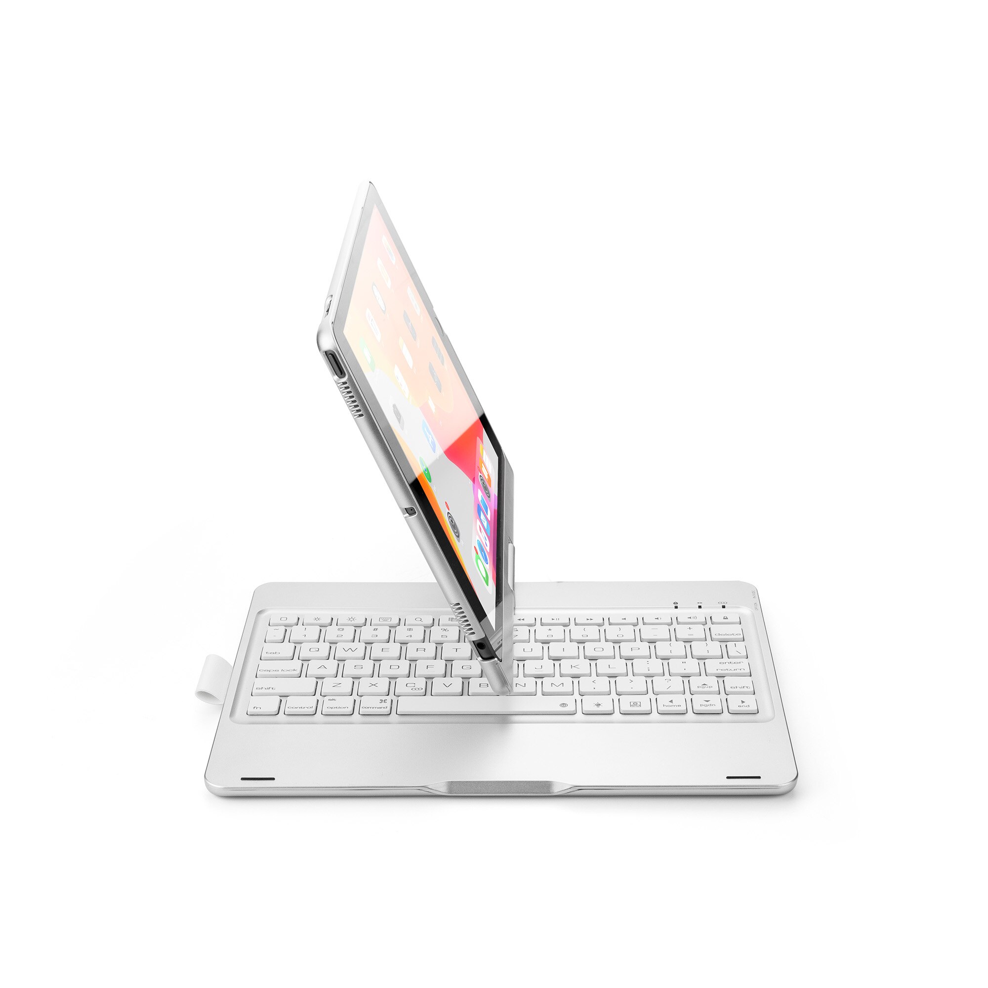 Wireless Bluetooth Keyboard Cover for ipad air12 pro9.7‘’ ipad9.7‘’ Ultra thin light-emitting 360rotate Ultra thin keyboard: Silver