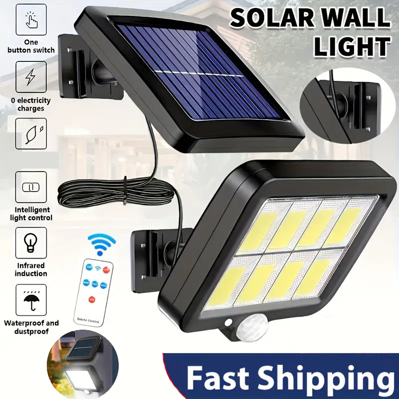 Buitenlamp op zonne-energie met 3 standen, 160 led-wandlampen op zonne-energie met bewegingssensor en afstandsbediening, waterdichte tuinverlichting op zonne-energie