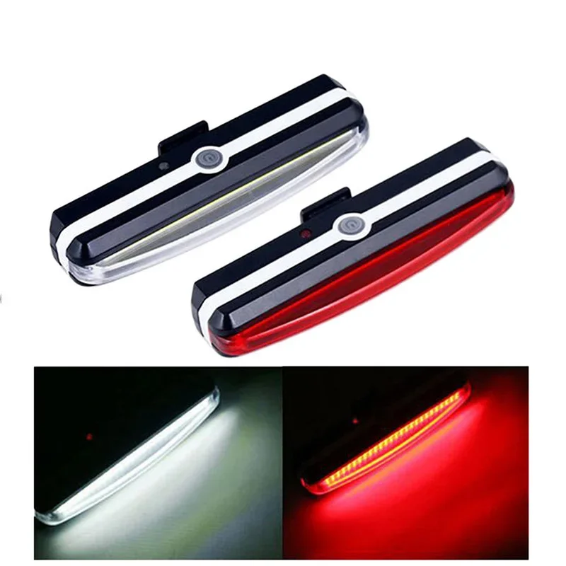 BUCKLOS Fietslicht COB Voor Achter Fietsverlichting LED Oplaadbare Mountain Road Fietslamp MTB Achterlicht Fietsen Zaklamp: Light Grey