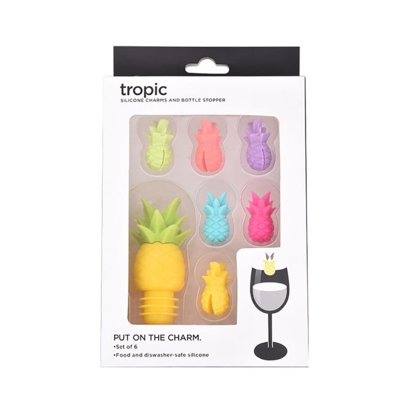 Charms Wijn Stoppers Ananas Wijn Fles Stoppers Silicone Herbruikbare Drank Fles Stoppers: A