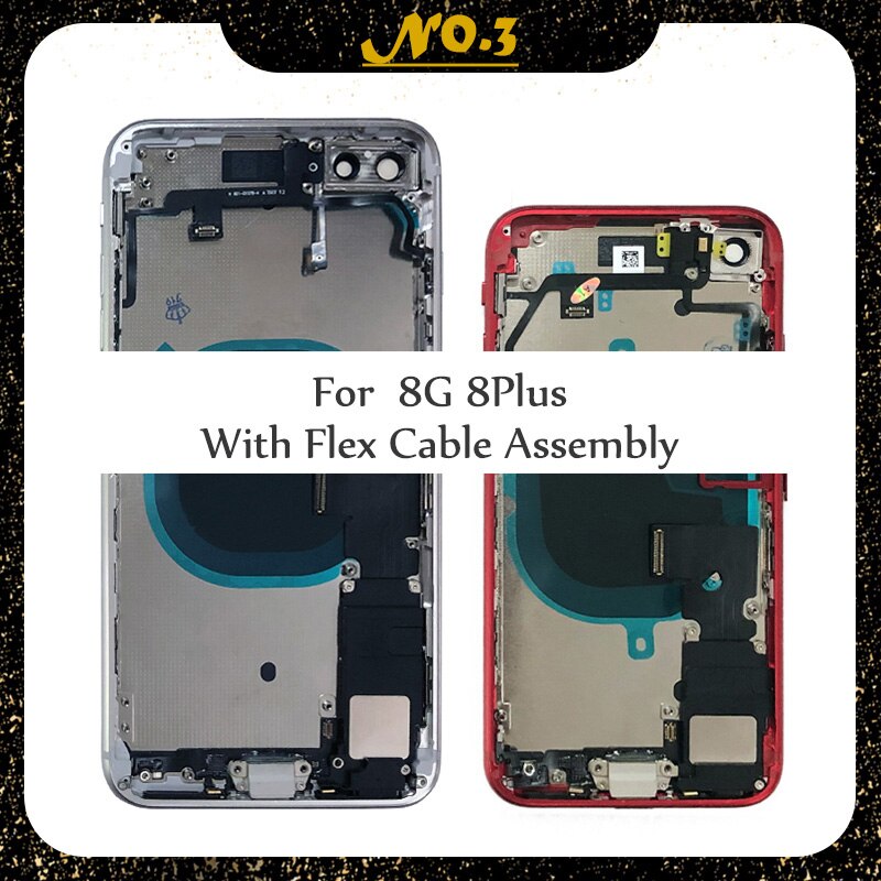 Obudowa z pełnym tyłem dla IPhone 8 8G 8Plus Plus rama środkowa obudowa obudowa baterii pokrywa tylna obudowa z zespołem części Flex Cable
