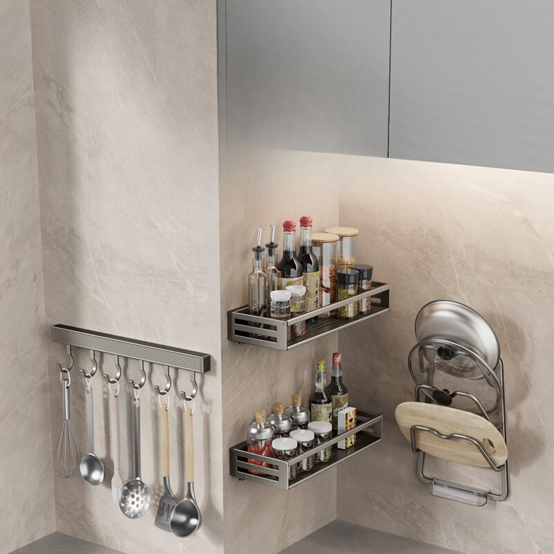 Ganchos de aluminio montados en la pared para cocina, espacio libre de perforaciones, soporte de almacenamiento para utensilios de cocina, perchas para bata, toalla y abrigo, 20/30/40cm