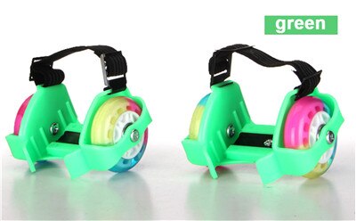 Zapatos de patín de ruedas con luces LED para niños y adultos con ruedas calientes, zapatos de patines de tacón deportivo, patines en línea, ideales como Seba IA33: green 2 wheels