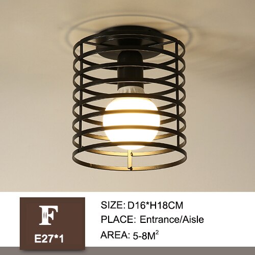 Jerngang loftslamper minimalistisk nordisk vintage balkon,køkken loftlampe foyer jern indgang små loftslamper: F