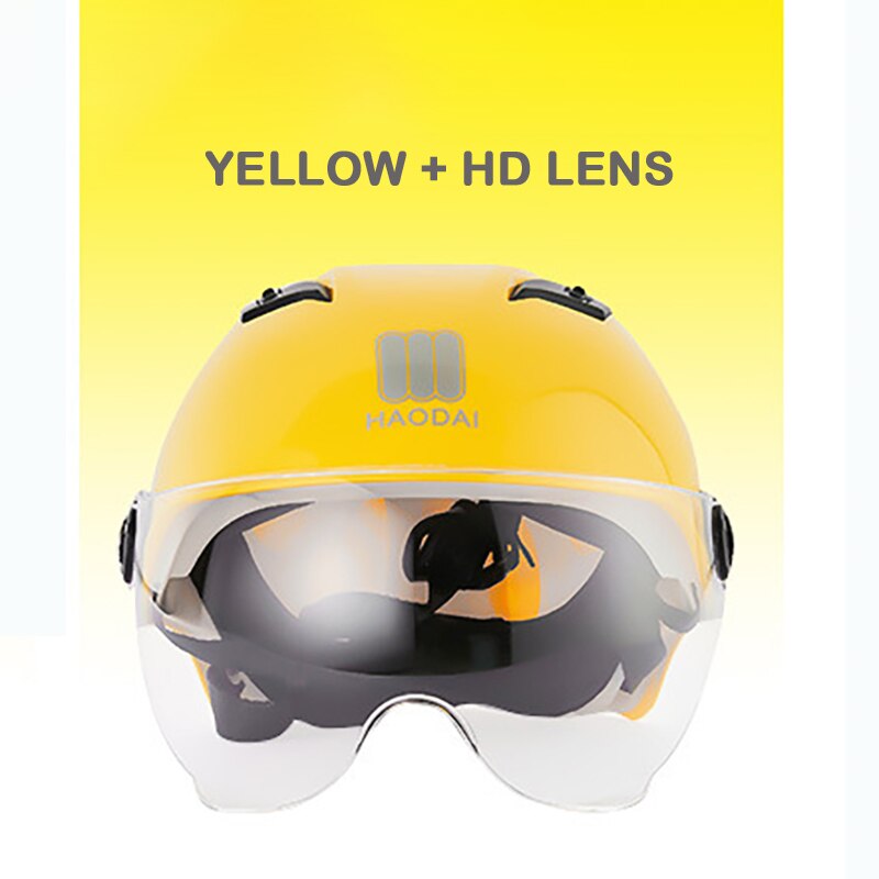 GOPLUS moto casques cyclisme vélo électrique casque Motocross demi casque lentille visières hommes femmes Scooter moto casque: yellow hd