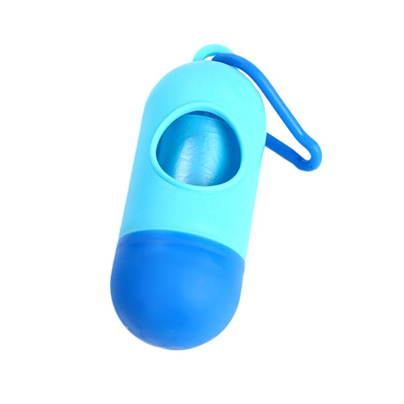 Newly Pet Garbage Bag Storage Box Case Clean Waste Stool Carrier Holder Durable Pill Shape FIF66: Light blue
